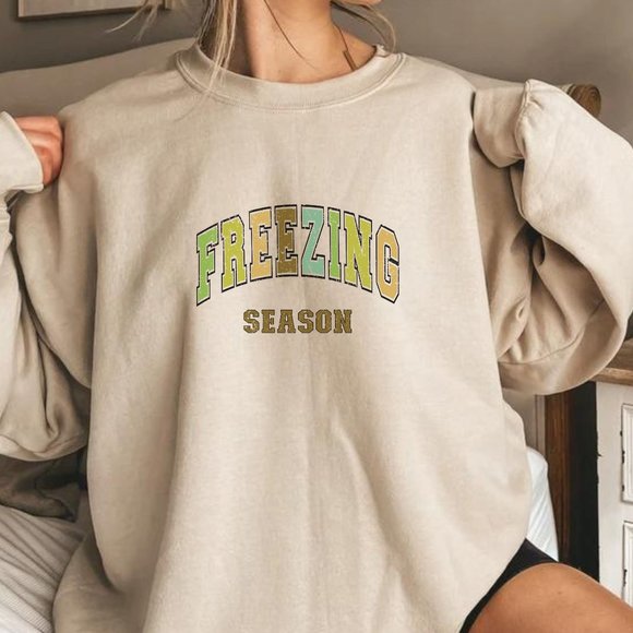Freezing Season Pink Long Sleeve Crewneck Unisex Sweatshirt - Picture 3 of 5